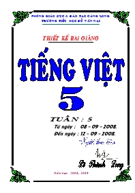 Giáo án Tiếng Việt 5 tuần 5 - Trường tiểu học Đỗ Văn Nại