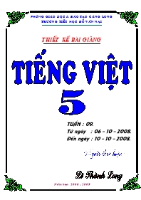 Giáo án Tiếng Việt 5 tuần 9 - Trường tiểu học Đỗ Văn Nại